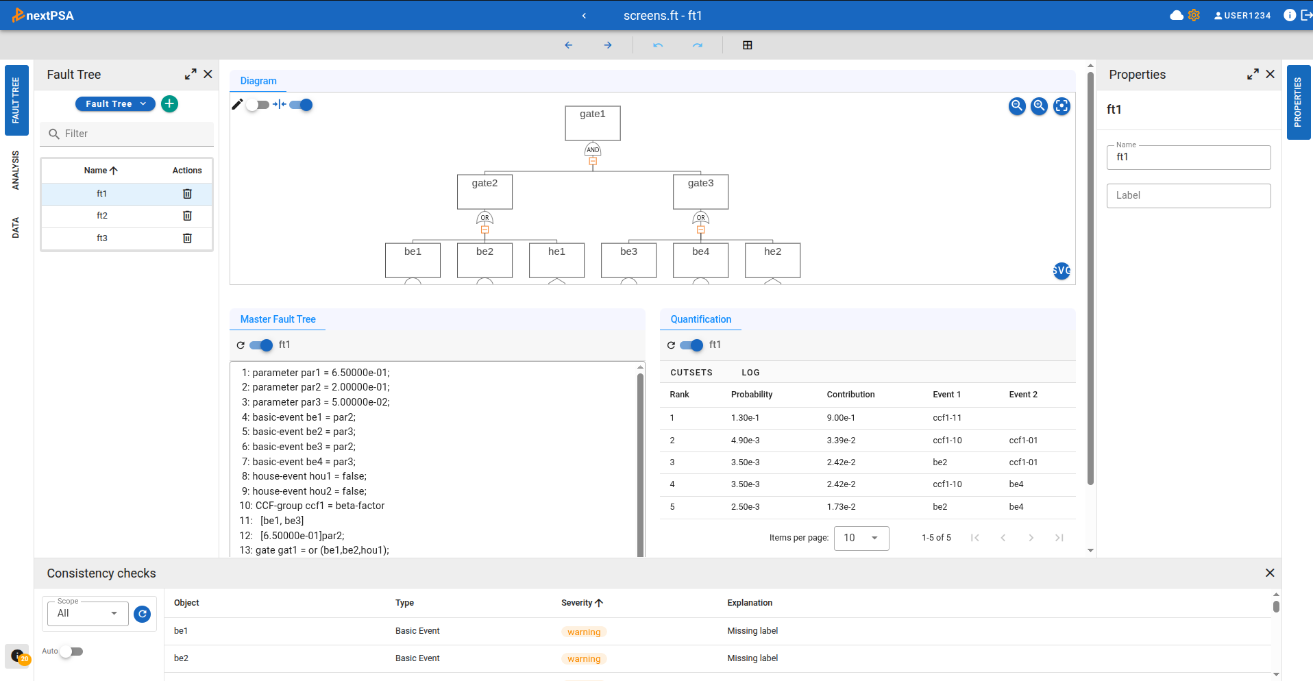 Analytical results dashboard